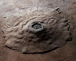 An aerial view of Mars' volcano, Olympus Mons.