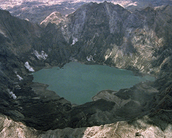 Looking down into a caldera near Mount Pinatubo.