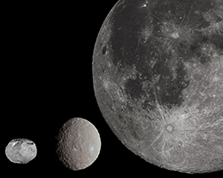 Comparing the size of the moon to the asteroids Vesta and Ceres