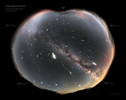 Perseid meteor shower odd perspective image
