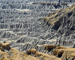 The blue gate badlands in Utah, in the United States