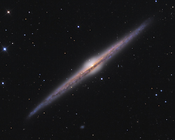 Needle spiral galaxy, from edge-on