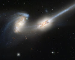 The mice, two merging galaxies that together form an irregular galaxy