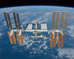 The international space station, in orbit above Earth