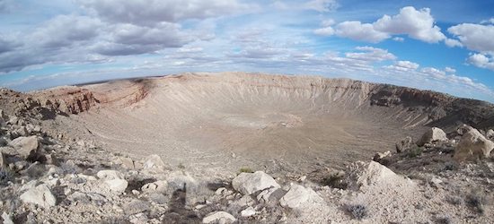 Looking over the edge of Meteor Crater in Arizona, USA