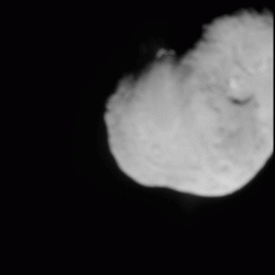 The deep Impact spacecraft going by comet Tempel 1.