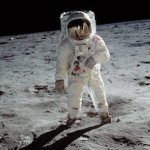 Neil Armstrong on the moon