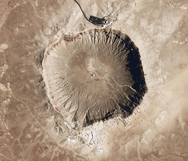 Meteor crater aerial view