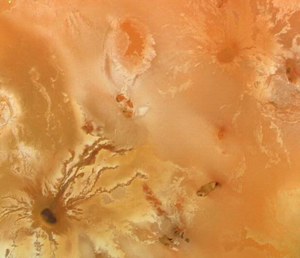 Lava flows on Jupiter's moon, Io.