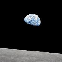 Image of the Earth rise from the moon, taken by NASA.